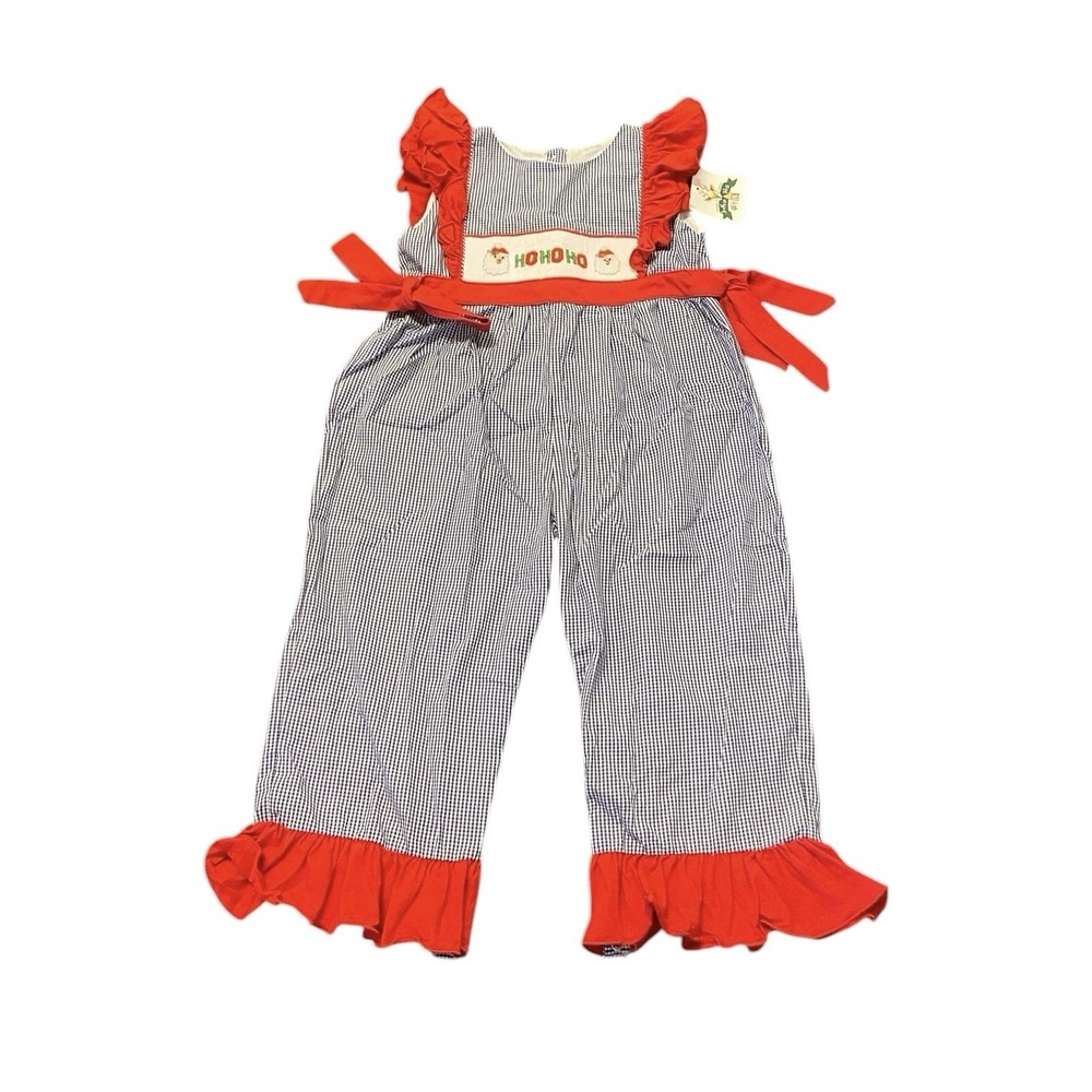 Southern Taters Smocked One Piece Romper Girls‎ 3T Christmas Gingham NWT
